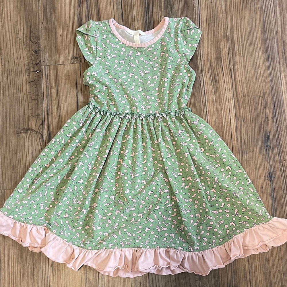 Matilda Jane Green and Pink Floral Dress SPRING print so cute! Size 8